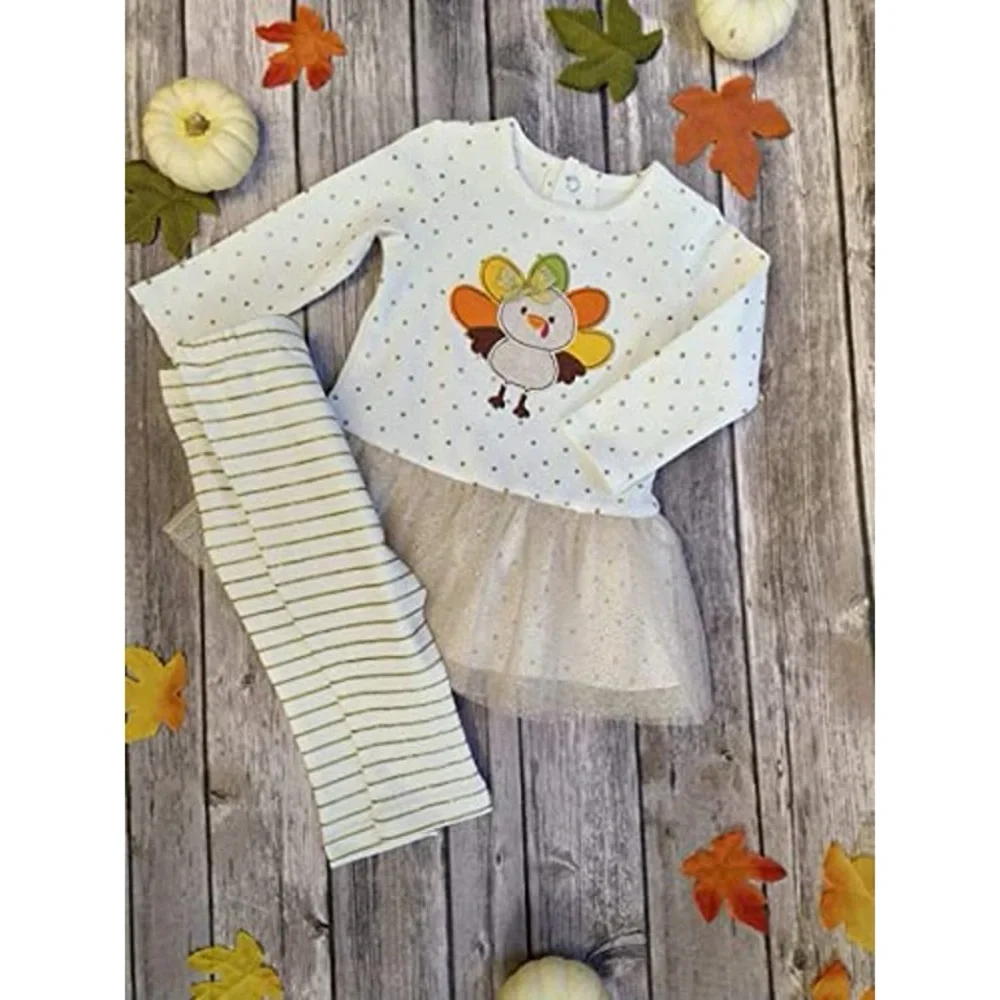 Baby Essentials Thanksgiving Turkey top  12M NWT Tutu Legging Set